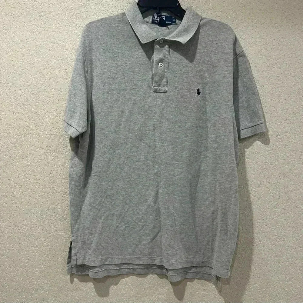 Polo By Ralph Lauren Men’s Cotton Gray Polo Shirt Short Sleeve Size XL Collared